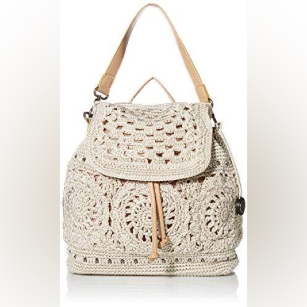 The Sak Cream Crochet Backpack